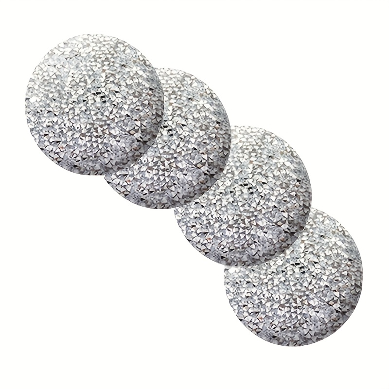 Image of 4pcs Set Of 56mm Shiny Rhinestone Car Wheel Cover Center Stickers, Car Rim Emblem Decals