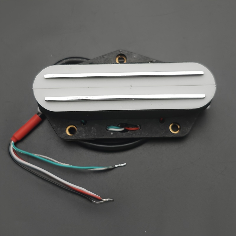 TL Guitar Bridge Double Coil Pickup - Dual Coil Design, Black & White Metal Construction, 4-Pin Wiring (Red/Black/Blue/White), Includes Mounting Screws for Electric Guitar & Bass, Guitar Pickup, Sleek Metallic Finish, Robust Construction