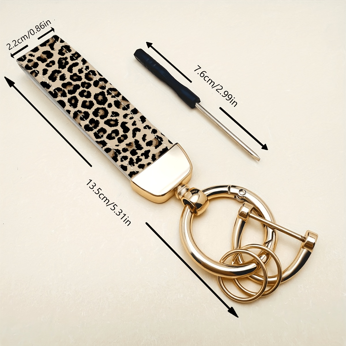 1pc Alloy Keychain With Printed Pu Leather Elegant Design Rustproof Plating Perfect For Car Keys House Keys Gift