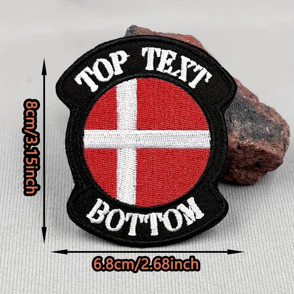 TEMU A Custom Irregular Danish Flag Embroidered Patch, Personalized With Letters For Names, Featuring Heat-activated Glue, Felt Backing, And A Hook,
