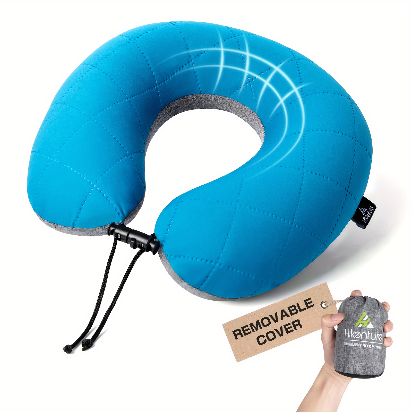 HIKENTURE Travel Pillow, Ultralight Inflatable Neck Pillow, Fully Inflated In 3 Breaths