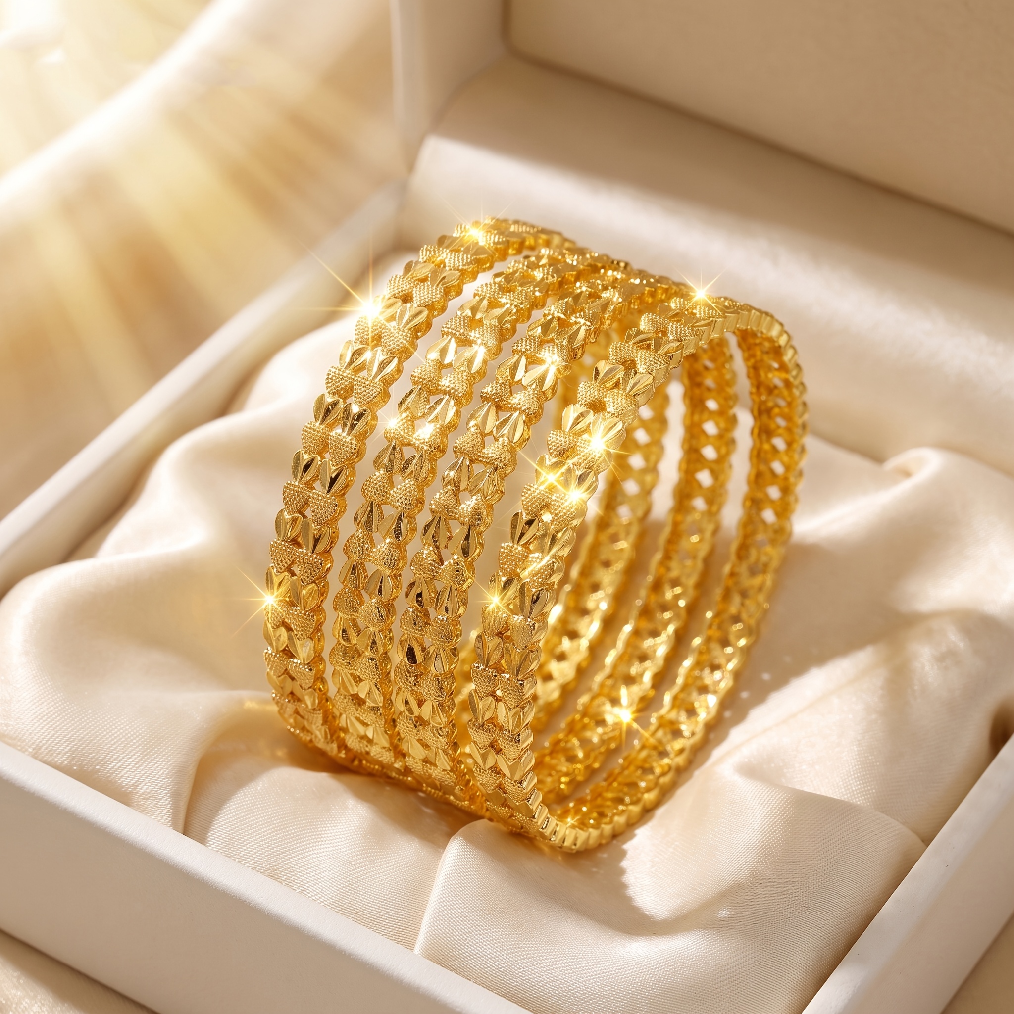 TEMU 4pcs Double-row Heart-shaped Closed Bracelet Women's Fashion Trendy Alloy Bangle Elegant Jewelry Cuff For Engagement