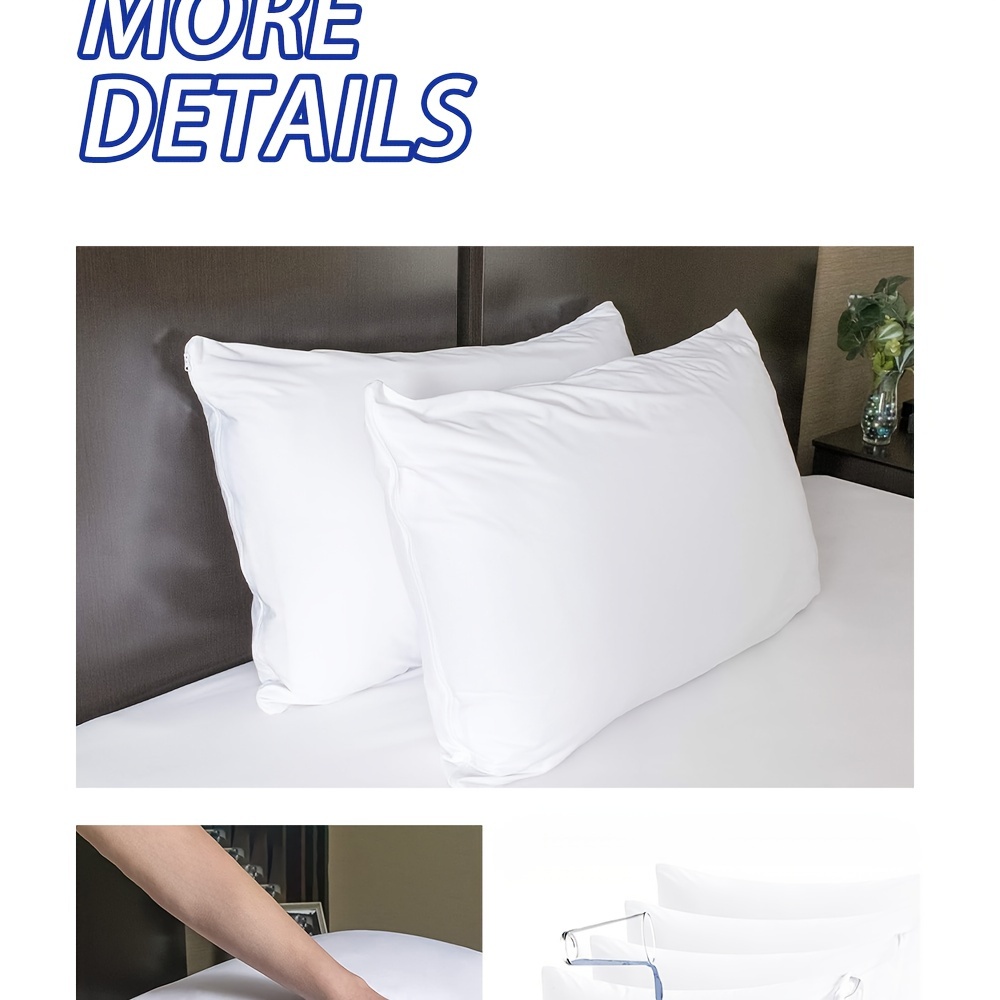 waterproof pillow protector cover   polyester knitted fabric ultra soft breathable thickened white pillowcase machine washable water resistant with zipper closure active printing 110  weight details 6