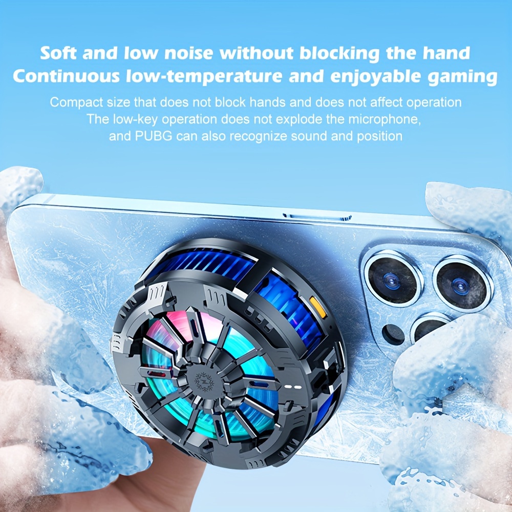 

Universal Mobile Phone Cooling Fan, Three-speed Adjustable Wind Speed, With Rgb Lighting Effect, Can Be Fixed Magnetically Or With A Back Clip, Used For E- Broadcast (type-c Interface, Plug And Play)