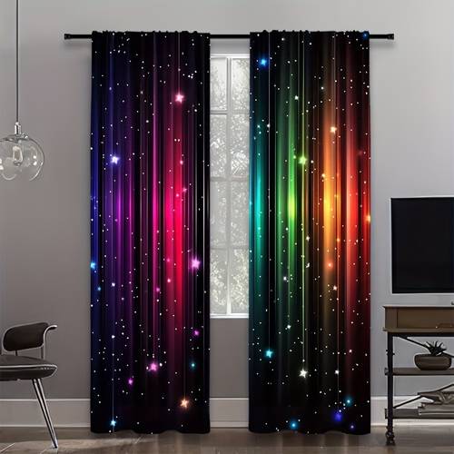 2d flat 2d flat 2pcs 2d printed 55x150 cm 21 65x59 inch vibrant curtains vibrant starry sky curtains semi translucent rod pocket window drapes with space print machine washable for s room bedroom living room