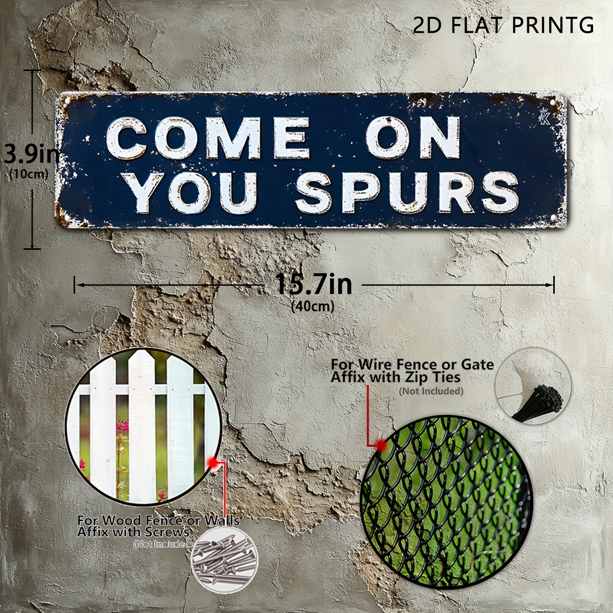 TEMU 2d Flat - 1pc 2d Flat - 1pc Retro " You Spurs" Wall Sign - 39.88cm X 9.91cm Vintage Metal Decor With Distressed End For Home, Bar, Cafe, For Man