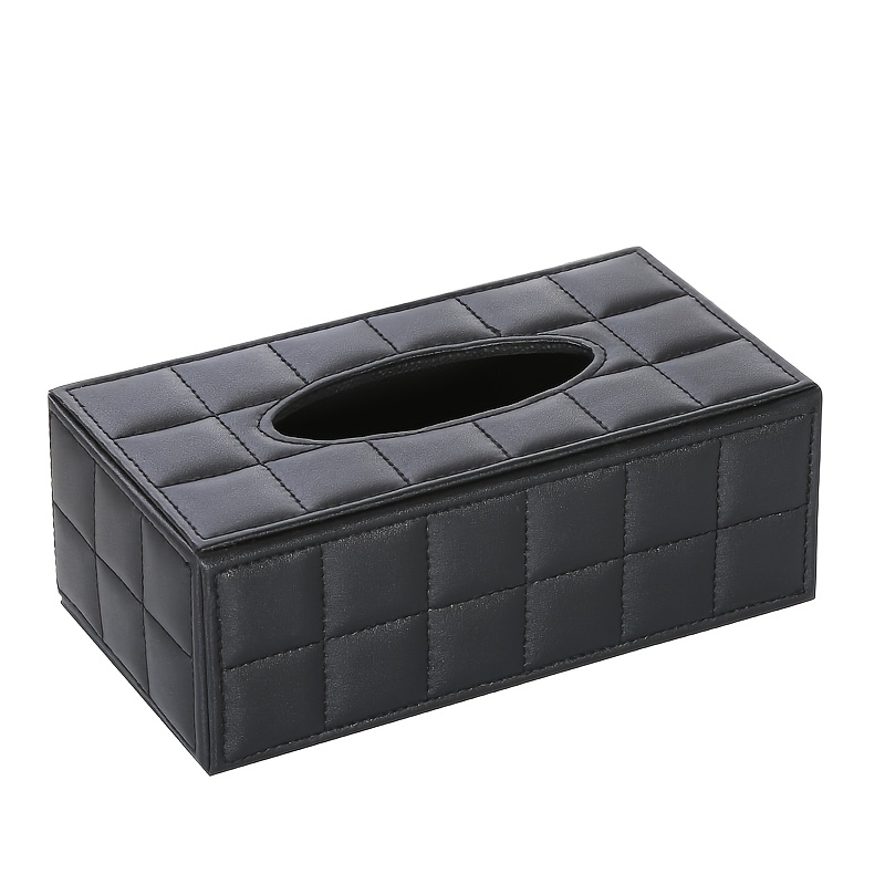 Image of 1pc Nordic Style Simple Tissue Box, Black Grid Rectangle, Household Daily Desktop Tissue Storage Box, Suitable For Bedroom, Living Room And Car, Home Decoration, Kitchen Utensils, Christmas Decoration