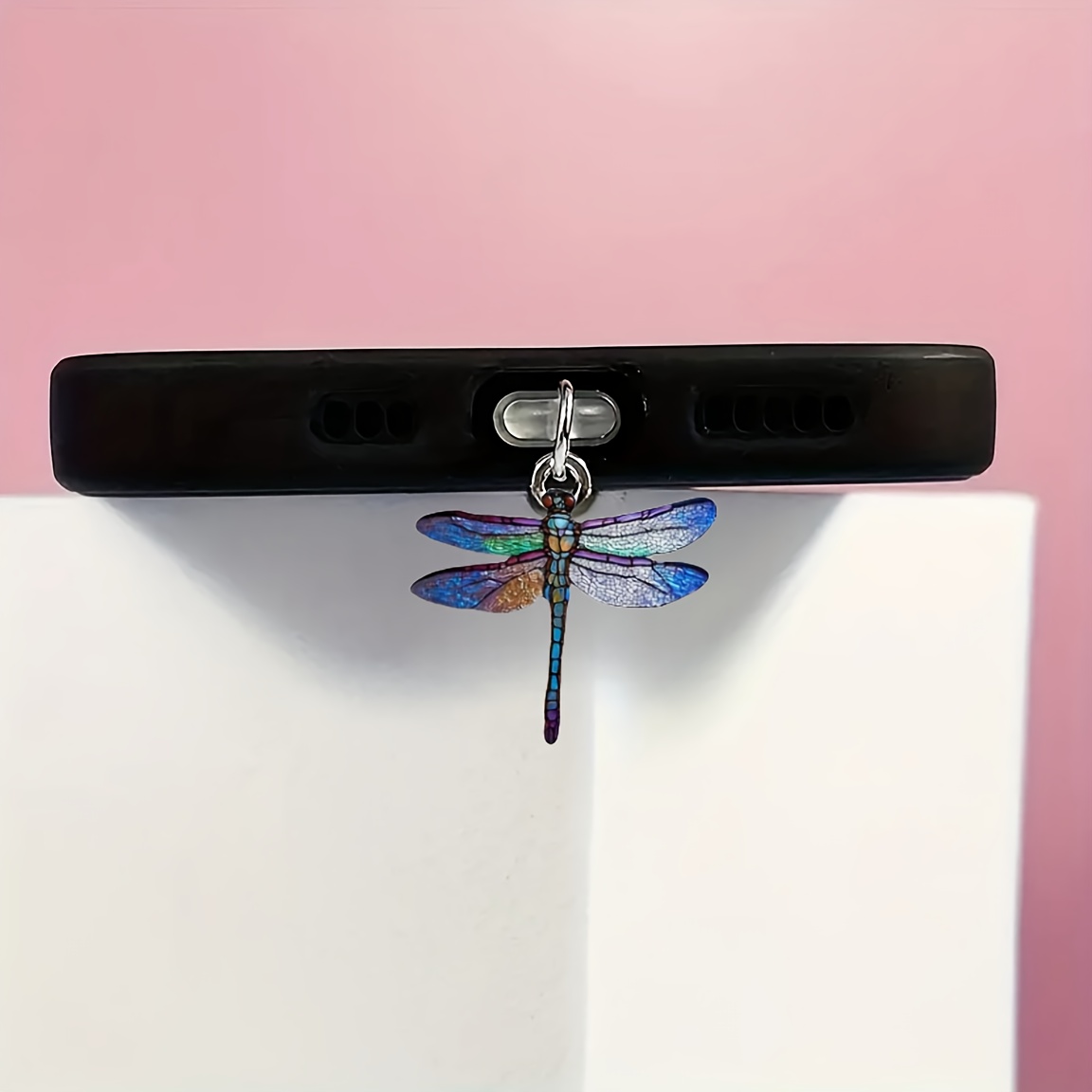 

1pc Beautiful Dragonfly Cat Theme Mobile Phone Dust Plug: Suitable For Iphone/type-c For Android Connector -acrylic