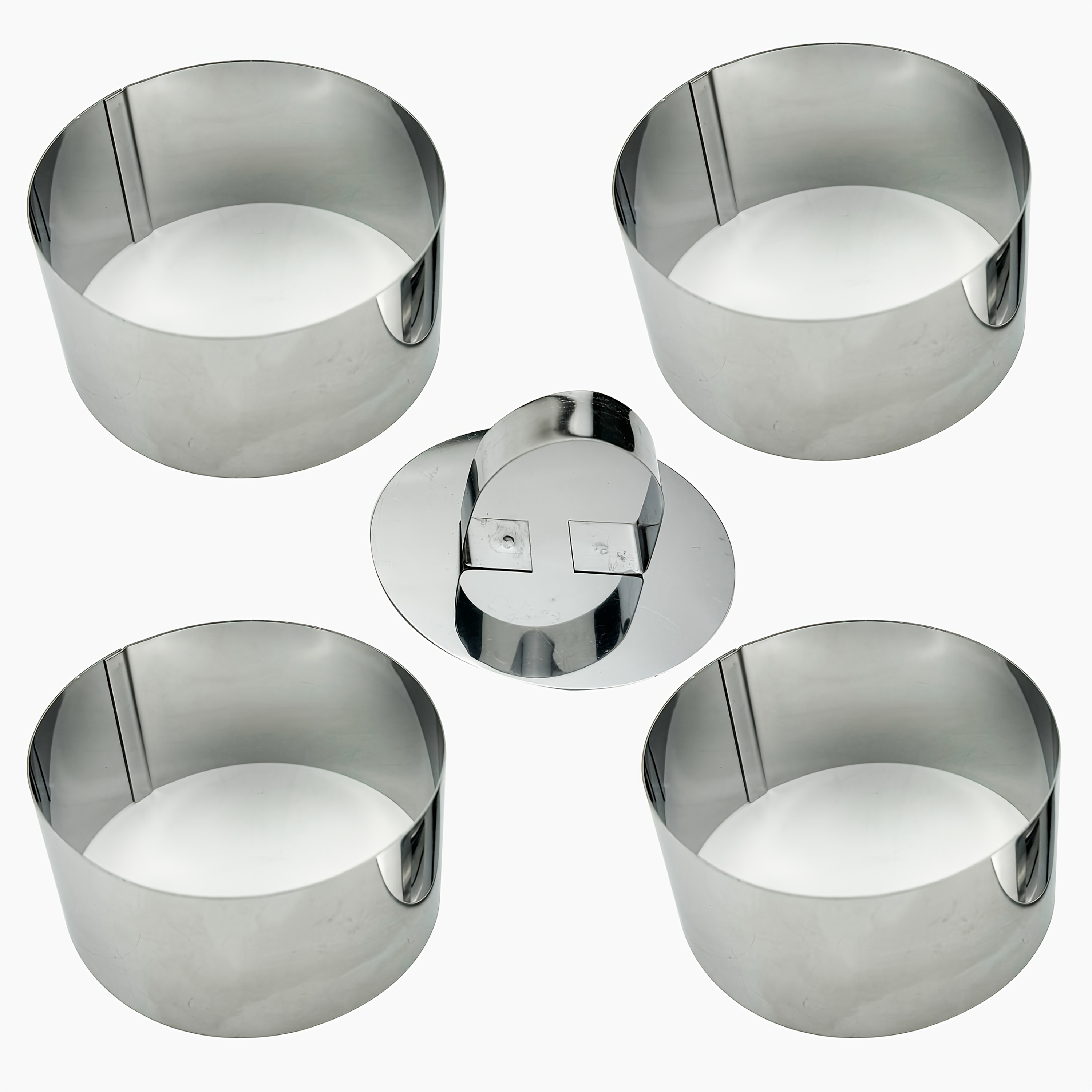 TEMU 5pcs Set Of 3-inch Round Stainless Steel Baking Ring Molds With Pusher, Mousse Cake Rings, Cooking Ring Molds, Easy-release Muffin Rings,