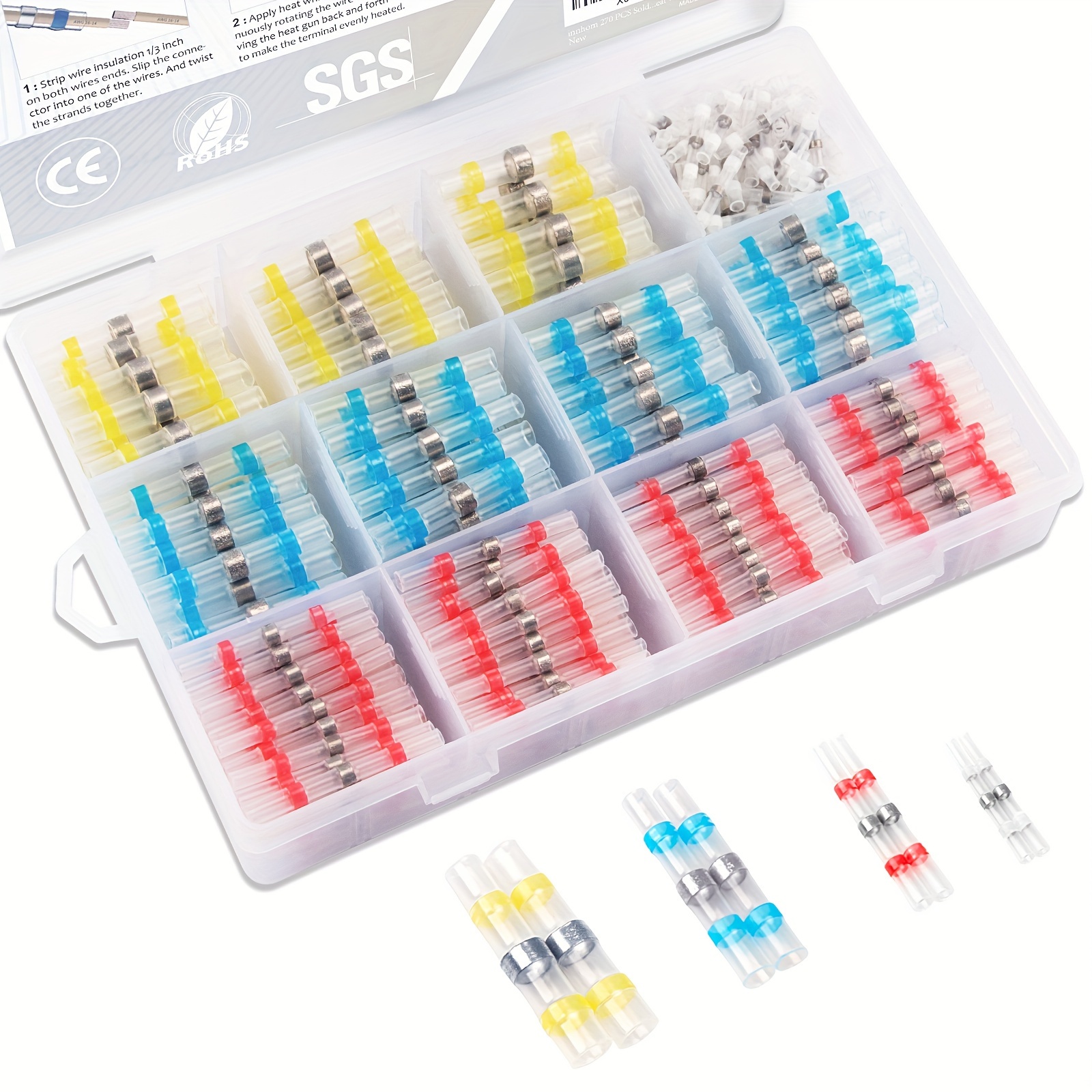 

270pcs Wire Connectors Butt Connectors Waterproof Solder Wire Connectors Kit