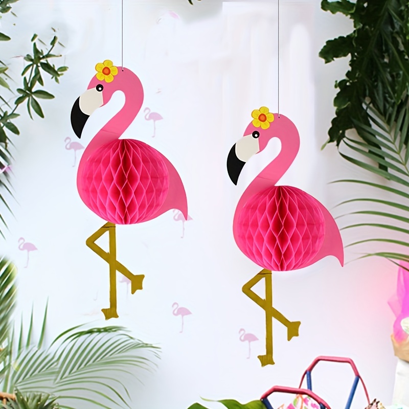 

1pc, Valentine's Day Summer Craft Wall Decoration Red Hanging Decoration Birthday Party Decoration Honeycomb Ball Flamingo