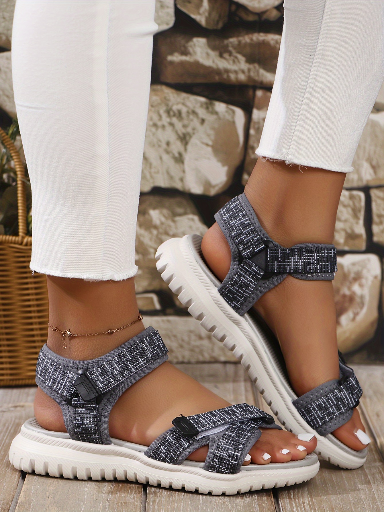 womens summer sports sandals comfortable soft sole with adjustable   walking shoes lightweight platform casual footwear Product details 2