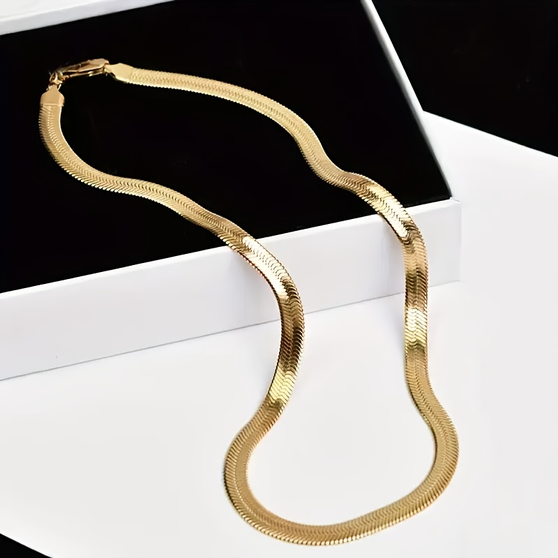 TEMU Fashion Stainless Steel Blade Chain 4mm Domineering Clavicle Chain Cuban Necklace Couple Necklace, Best Gift For Parents' Day