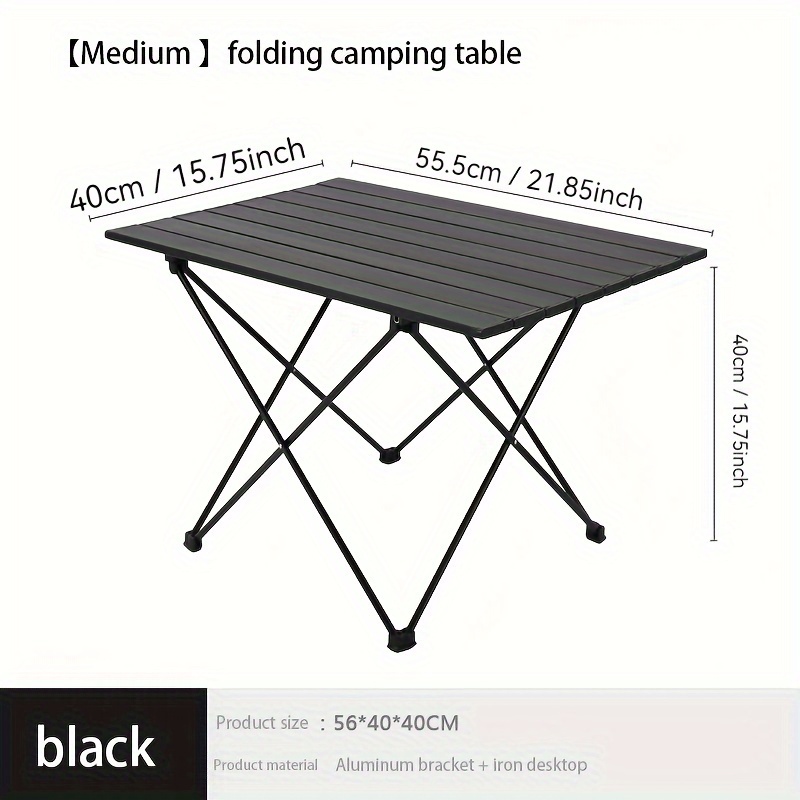 E-shop Tragbarer, faltbarer Picknick-Tisch aus Aluminiumlegierung für Outdoor, Camping, BBQ – Bequemer Freizeittisch mit Aluminiumplatte in Groß,