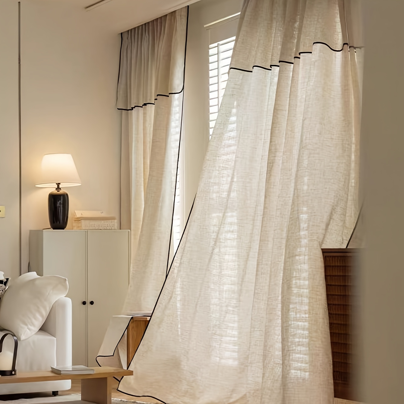 Image of 1pc French Retro Gauze Curtain New Japanese Light Luxury High-end Living Room Bay Window Window Screen, Suitable For Living Room Bedroom Home Decoration, Universal In