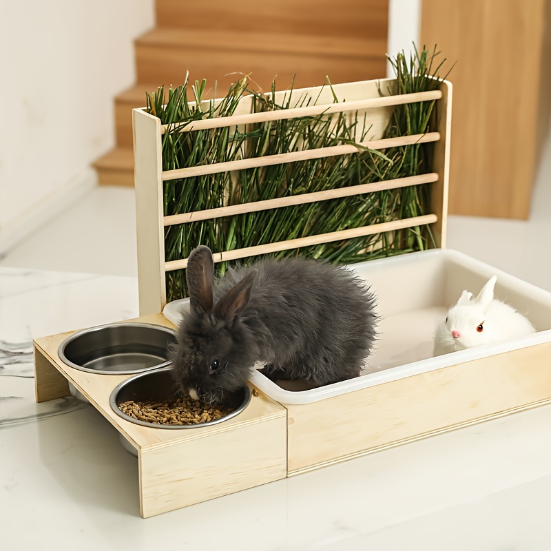 

1pc Wooden Rabbit Feeding -in - For Rabbits, Guinea Pigs, - -waste, -picking, -turn