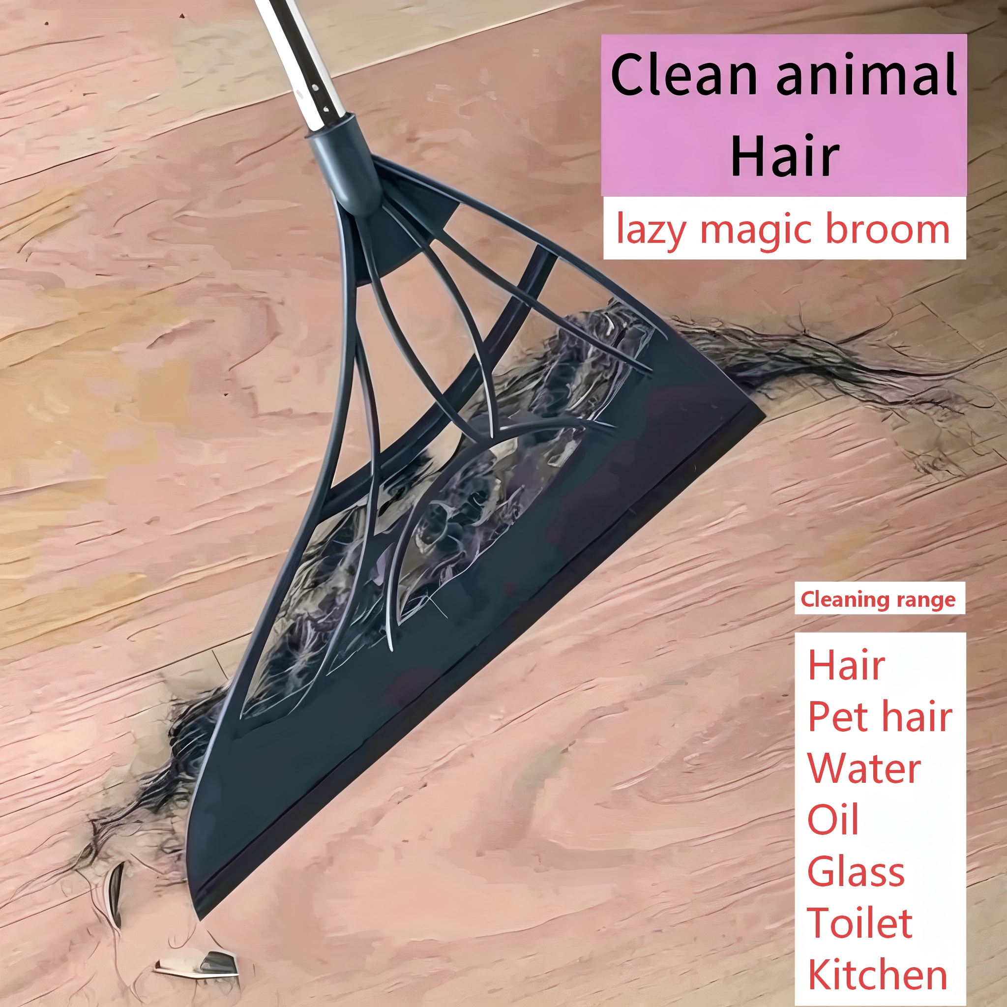 TEMU Broom With Sturdy Handle Effortlessly Sweeps Hard Floors, Ideal For Home And Office Cleaning. Durable Broom Head Easily Handles Pet Hair And .