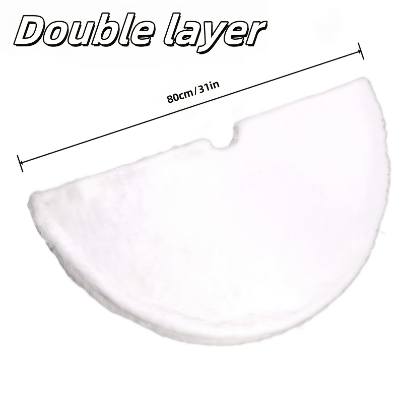 TEMU 1pc Of Soft, Comfortable, Beautiful, And High-end White Long-haired Christmas Tree Skirt For Christmas, Beautiful Christmas Tree Skirt, Solid