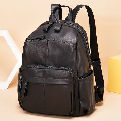 genuine leather women backpacks for men large capacity black backpack for travelling for luggage