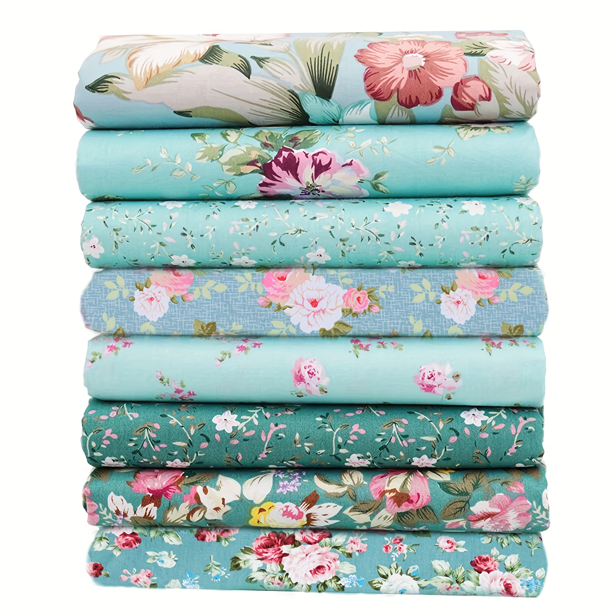 

8pcs Fabric Fat Quarters Bundles, 40cm X 50cm, Hand Wash Only 100% Cotton Patterned Flower Precuts For Quilting And Sewing Crafting