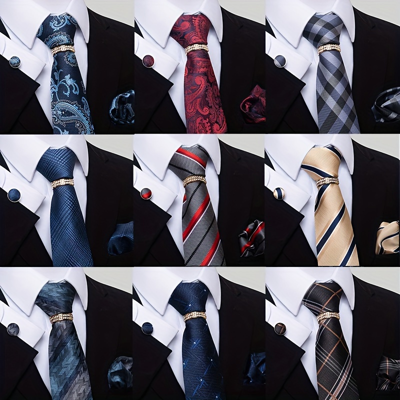 

4pcs/set Men' Tie Pocket Square Hnadkerchief And Cufflinks Set For Wedding Party Business For Gift