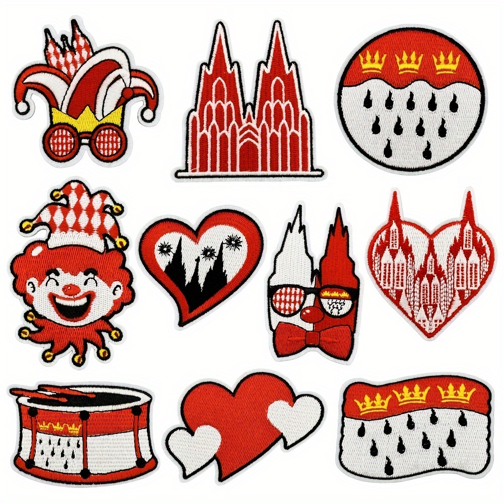 

10pcs, Cute Clown Series, Red Castle, , Patches Iron Patches For Backpack Patches Cute Patches Clothes Patches Fashion Cute Patches Cute Jeans Patches