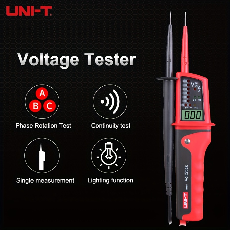 

Uni-t Voltage Tester Type Three-phase E Continuity Tester 12v-690v Ac Dc Voltage Detector Lcd Display