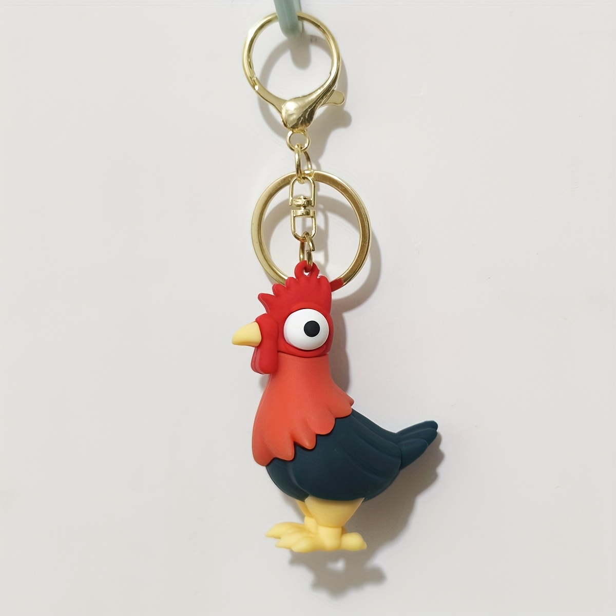 

Cute Cartoon Rooster Pvc Keychain, Non-plated Precious Metal, Non-braided, Lightweight Charm For Keyring & Bag Decoration, Party Favor And Holiday Gift - Pack Of 1