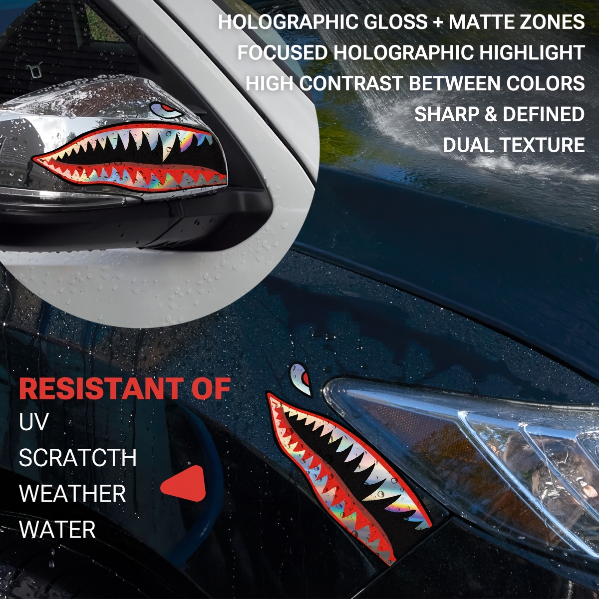 1 set van 2 haaienbek auto stickerstickers / ook geschikt - Temu Netherlands, image size:1200x1200