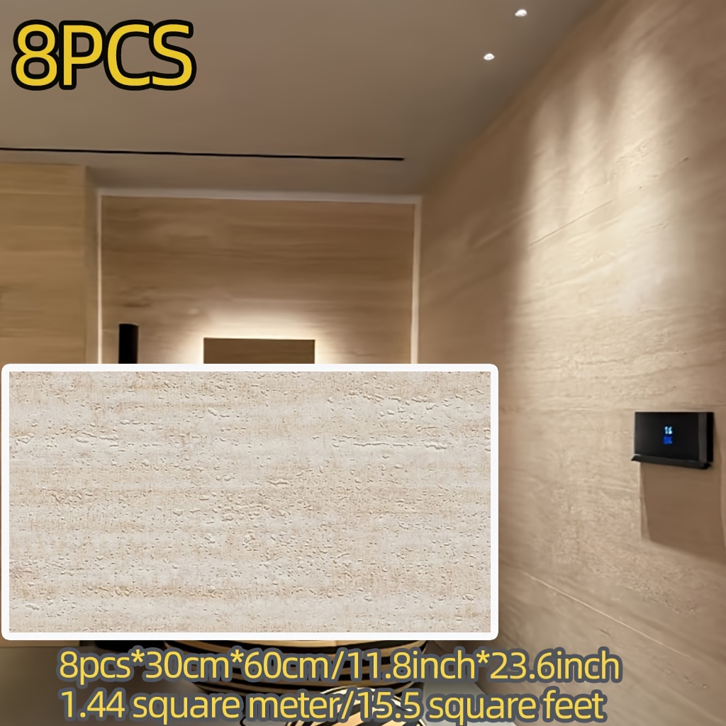 TEMU 8 piezas de paneles de pared 3D, pegatinas de pared con de piedra áspera de y realista, vinilo de calidad, para compradores de temporada,