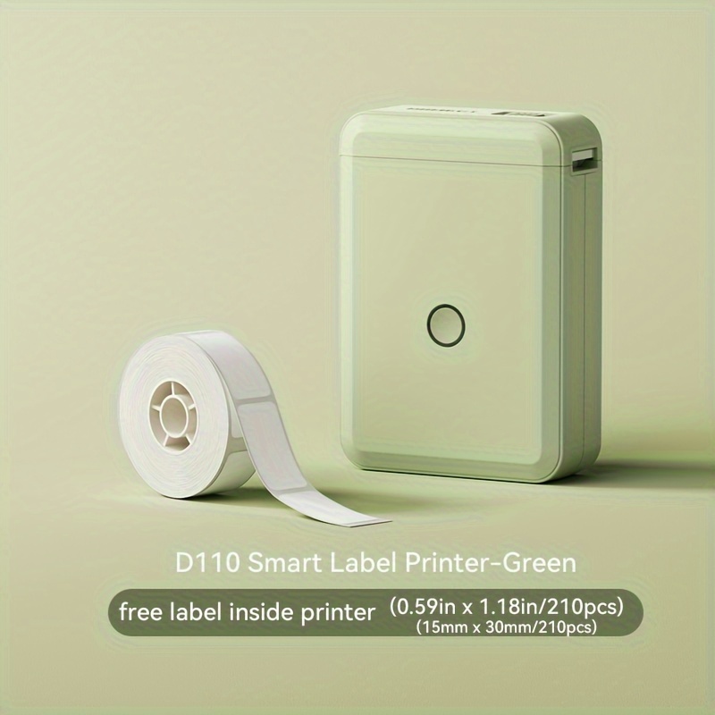 D110 Portable Rechargeable Mini Label Printer with Tape White — NIIMBOT