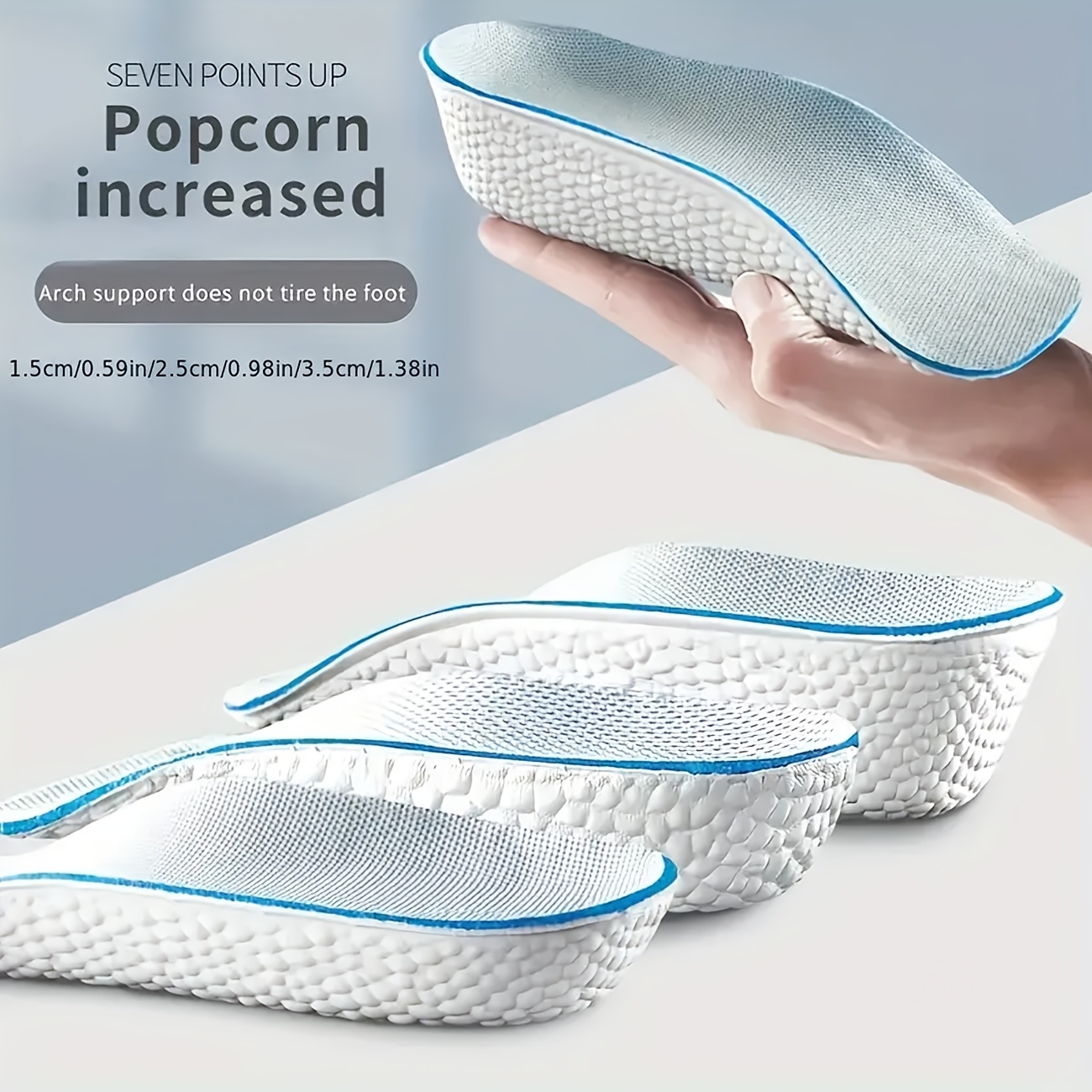 

Popcorn-style Insoles - Soft, Shock-absorbing Arch Support For , Invisible Height Increase, Eva Material