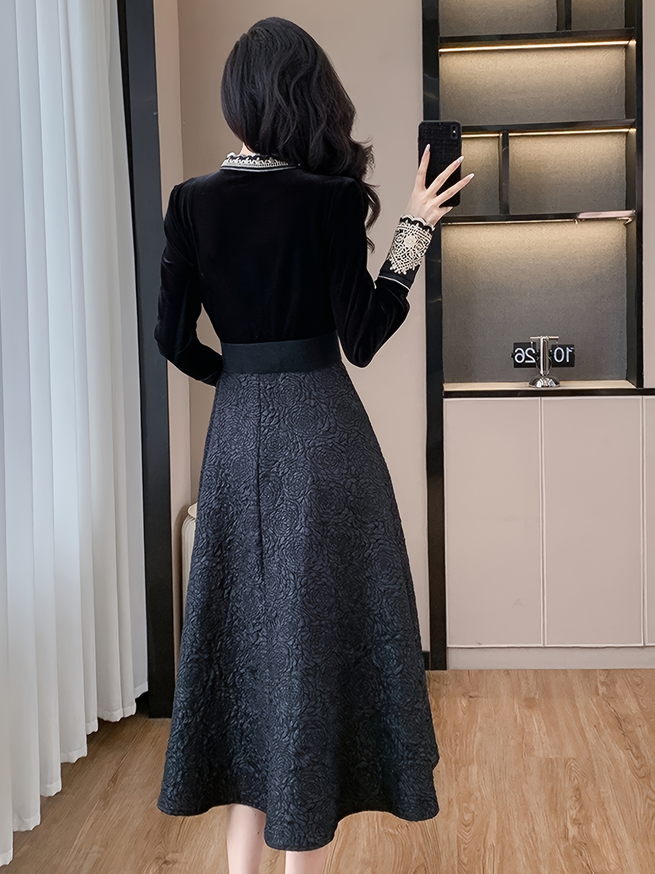 sachin and babi light blue dress Black Velvet Embroidered Rose Dress"  AH Boutique