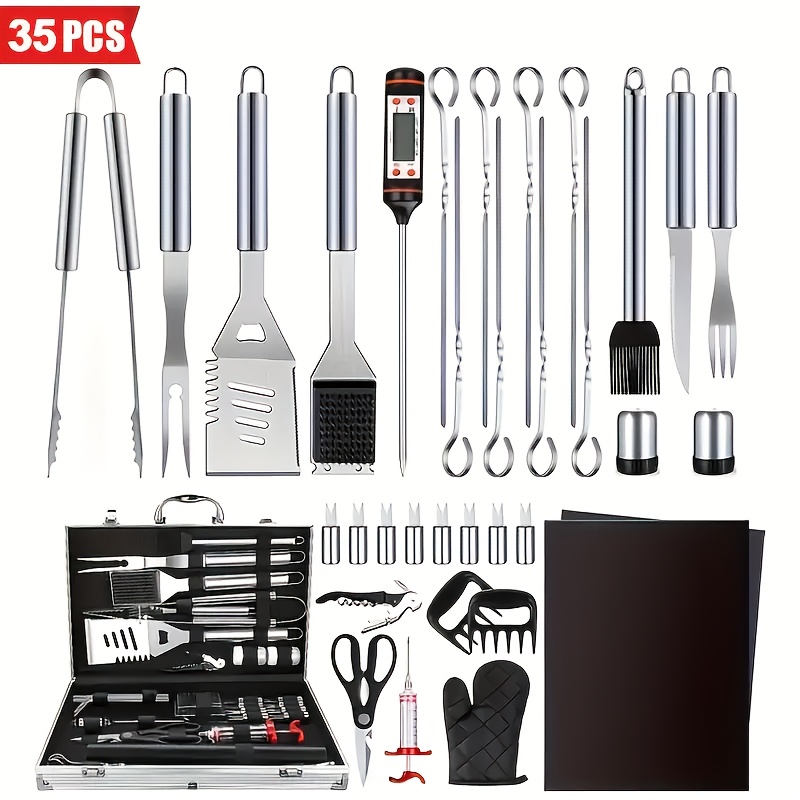 TEMU 35pcs Advanced Barbecue Tool Set, Outdoor Party Complete Barbecue Set, Easy Barbecue, Happy Gathering, Perfect For Gathering And Watching