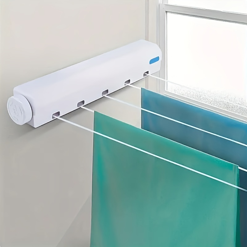 retractable clothesline   wall mounted clothes rack   used indoors and outdoors invisible automatic retractable clothesline in the bathroom saving space  