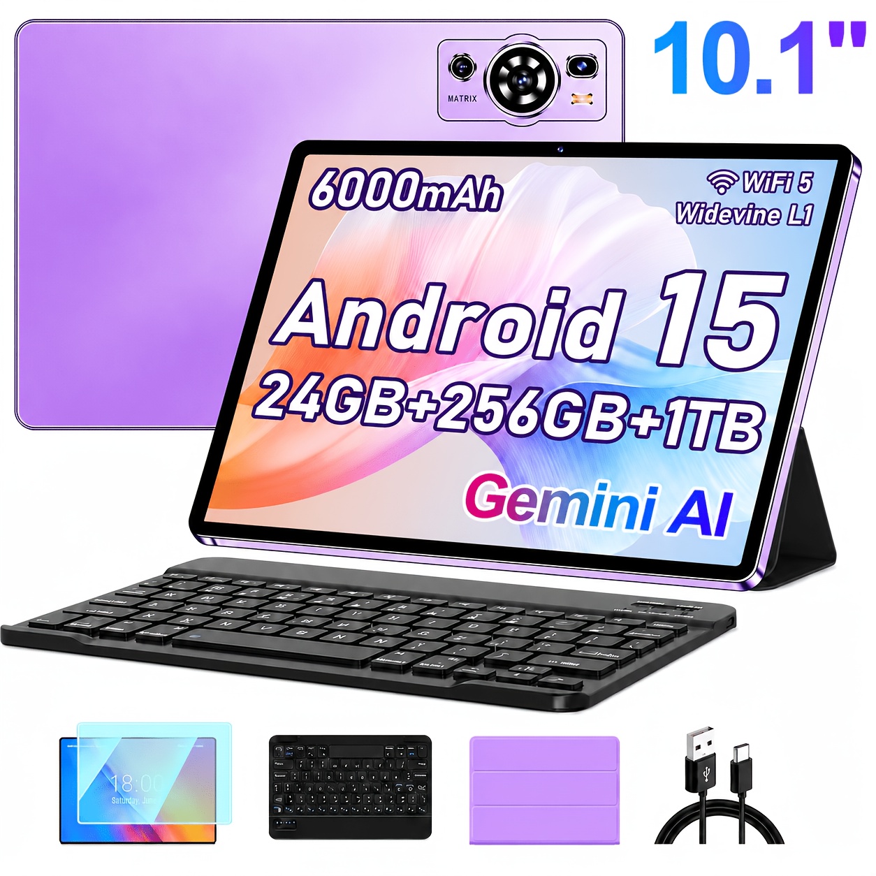 TEMU 15 Uxd A5 Tablet With 10.1-inch, 24gb (8+16)gb And 256gb Rom (expandable Up To 1tb), Wi-fi 5, Hd Display, -core Processor, 6000mah Battery.