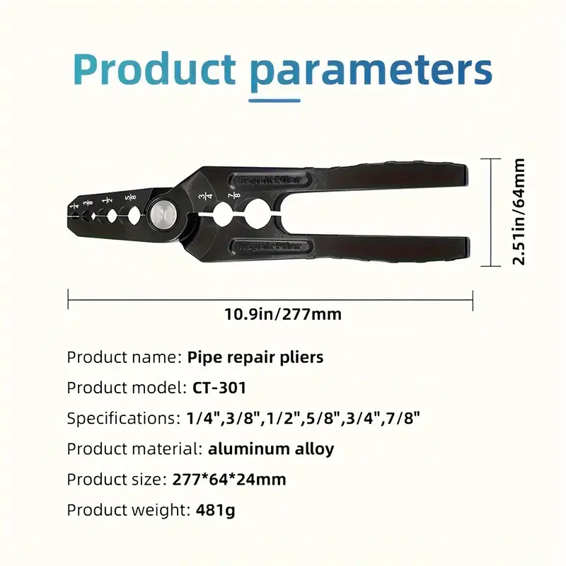 ct 301 copper tube repair pliers multi functional metal tool for home manual operation durable with serrated jaws precision ideal for copper tubing and flat folded tubes details 4