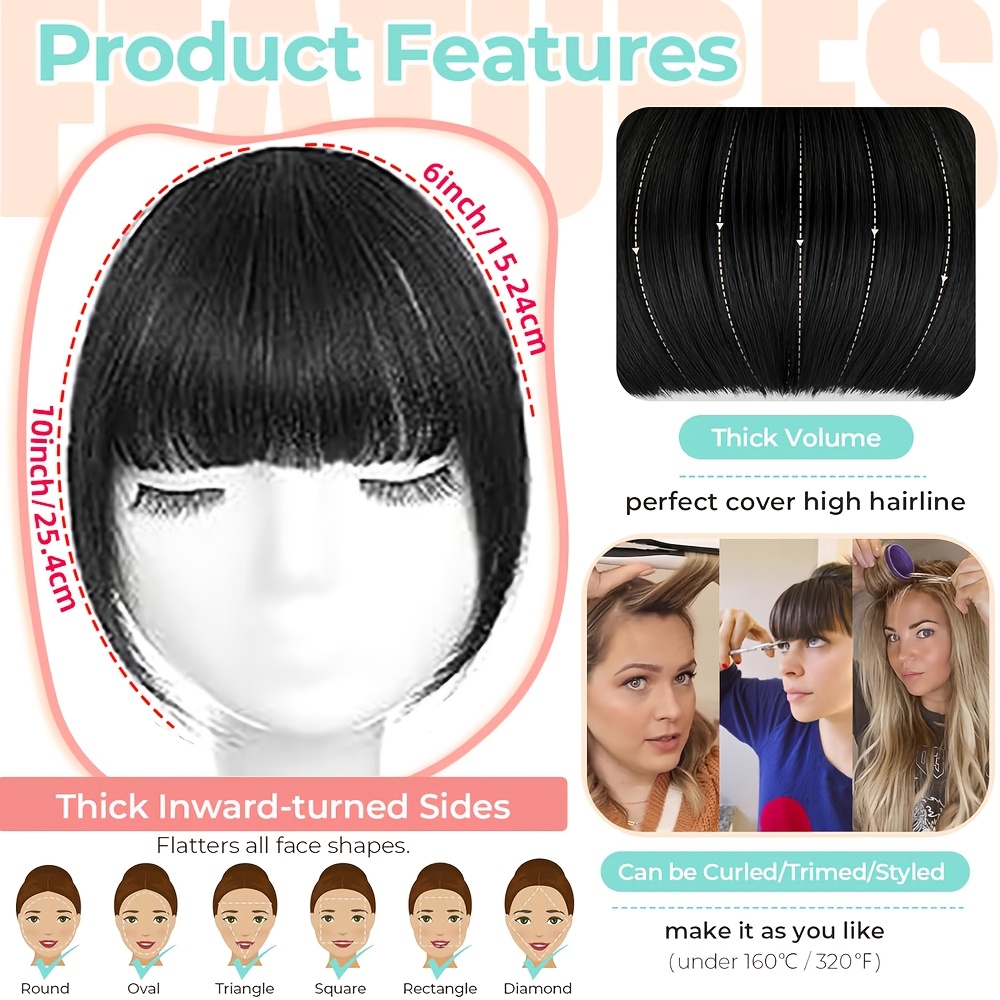 elegant french   in bangs with sideburns 100 human hair lightweight seamless for   for daily wear easy styling bangs clip human hair details 4