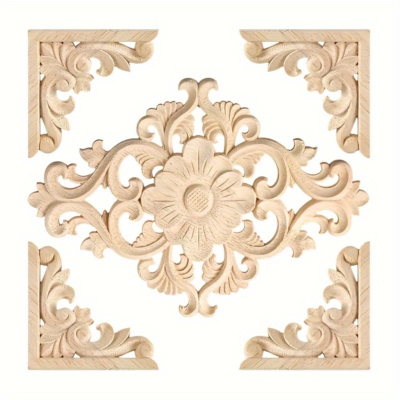 5pcs un hed wooden appliques natural   intricate carvings for diy furniture walls cabinets doors bedside decor   crafting a   home renovation   decor elegant carvings smooth   0