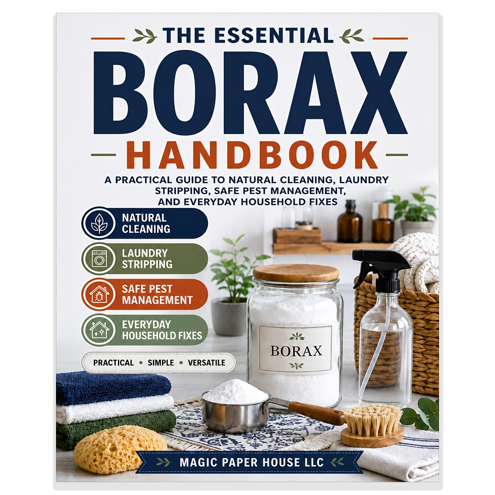 TEMU Le Manuel Essentiel du Borax, Utilisations Pratiques du Borax pour le Nettoyage de la Maison, Guide de Nettoyage Naturel, Dégraissage du Linge,