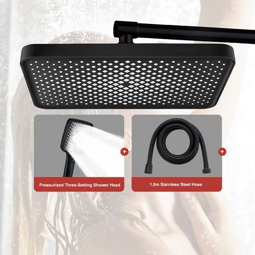 Xifumixertaps 8” Rain Shower Head Combo – Black Matte, High Pressure, Handheld Included
