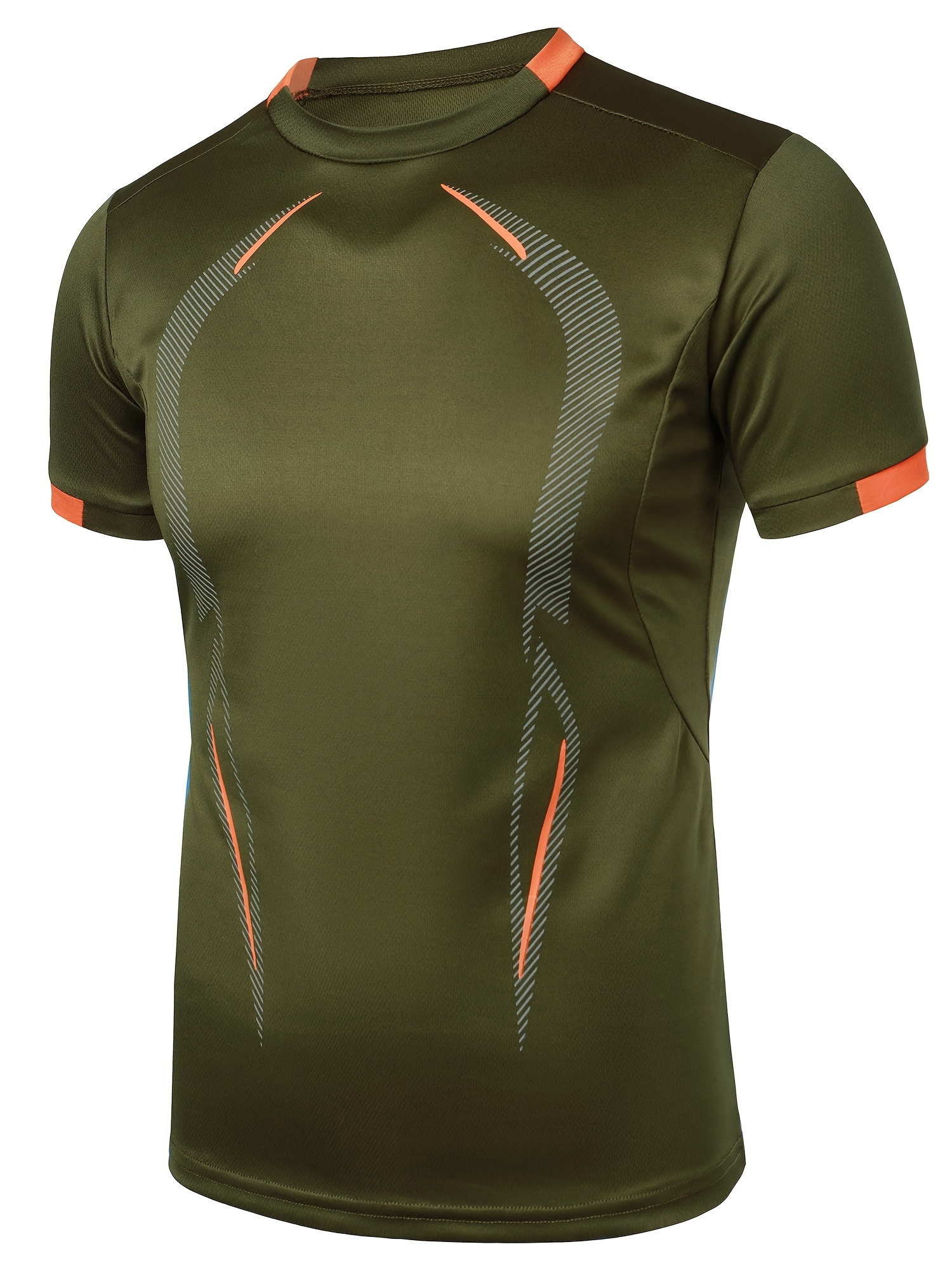 Color Block Pattern Slim Fit Crew Neck And Short Sleeve T-shirt, Breathable And Quick Dry Sports Tops For Men's Summer Fitness Training And Outdoors Sports Wear