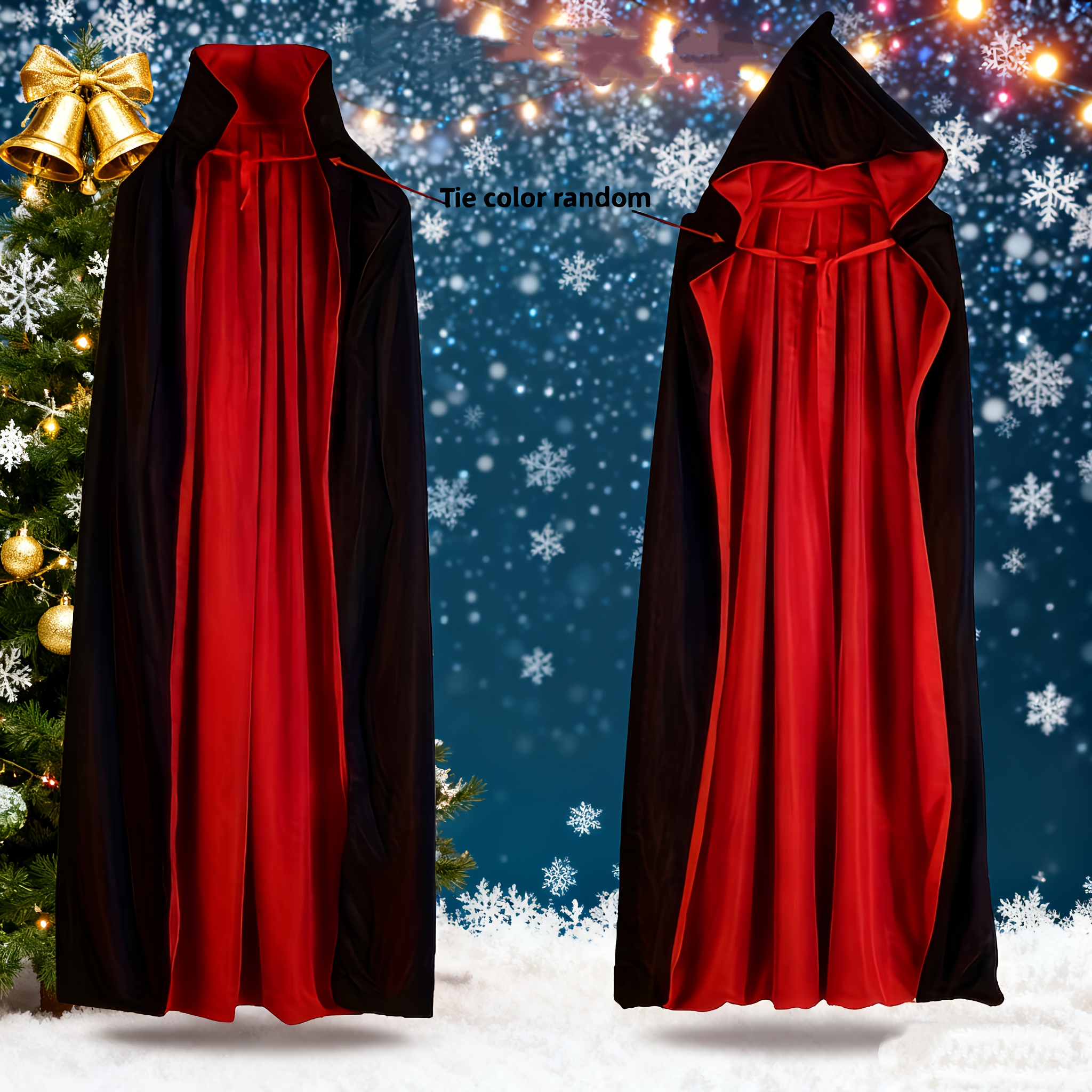 Velvet Cloak Unisex Hooded Cape - Perfect For Witch, Vampire, Monk Halloween Or Book Week Costumes Wizard Cloak - Foto 7