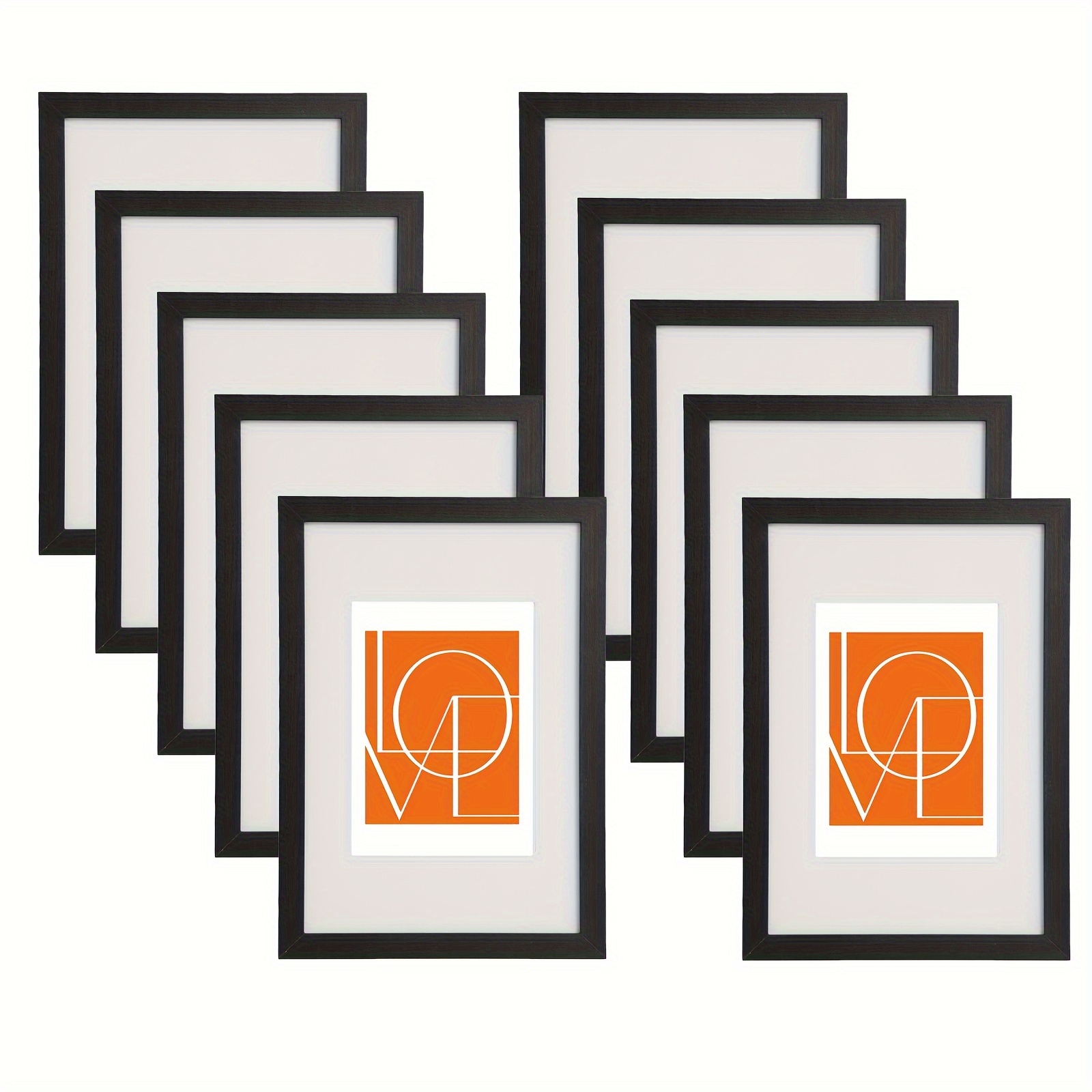 Picture Frames, Vertical Or Horizontal Hanging/standing Picture Frames, Wooden Frames With Passepartout, Set Of 10 Poster Frames Collage Wall Decor
