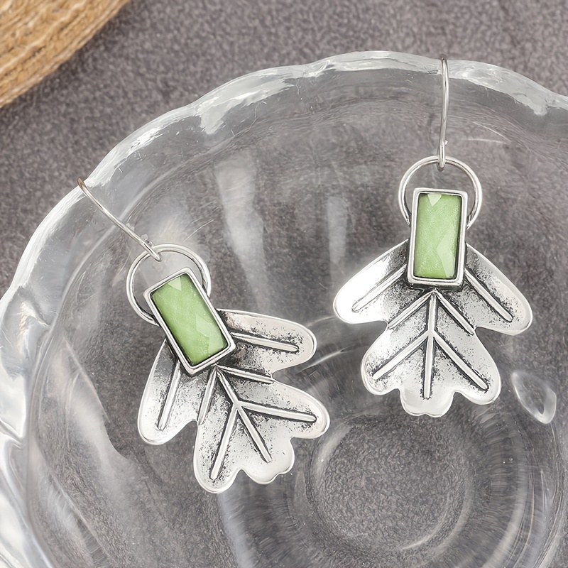 Women's Silvery Color Leaf Earrings, Boho Style