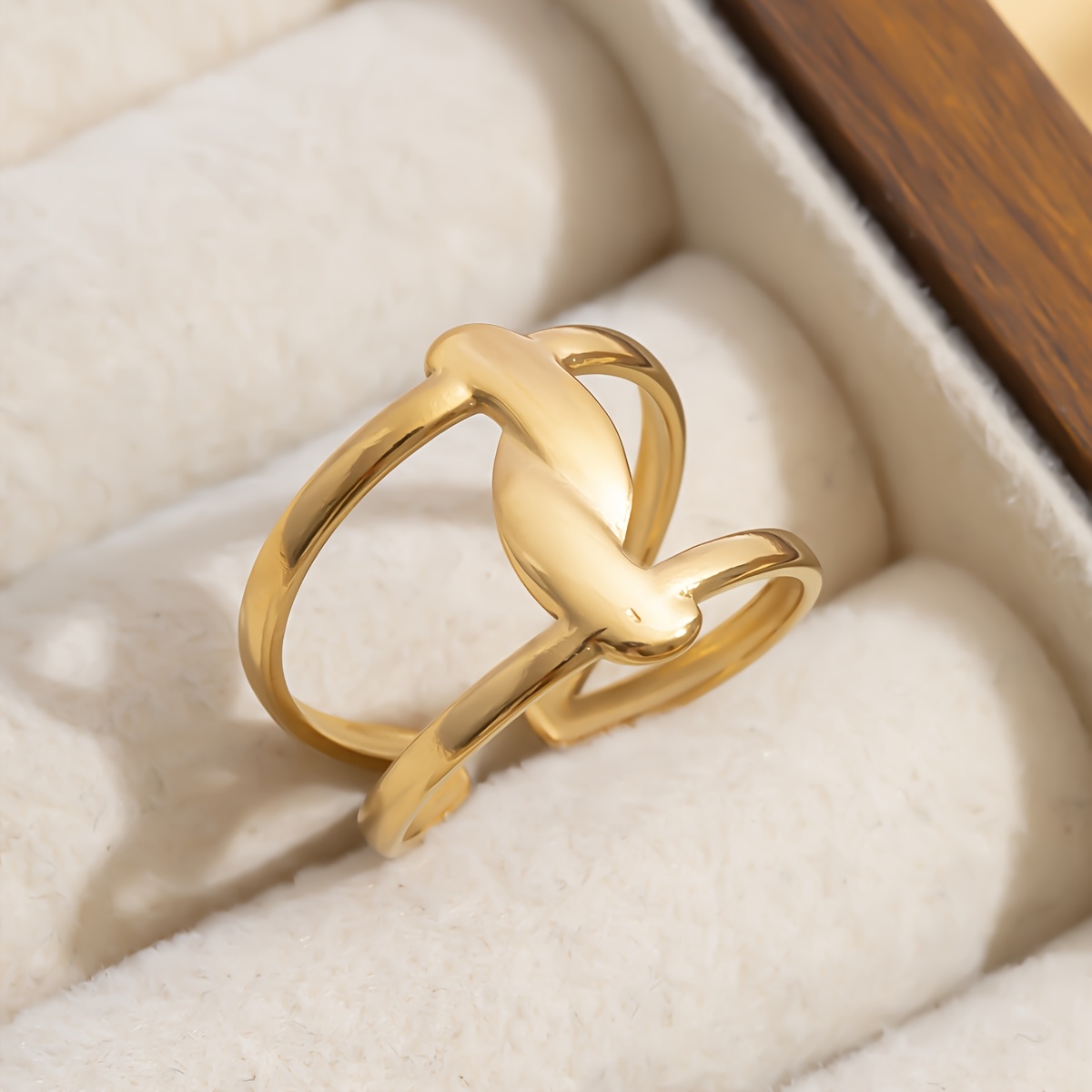 Women's Hypoallergenic Stainless Steel Golden Flower Open Ring
