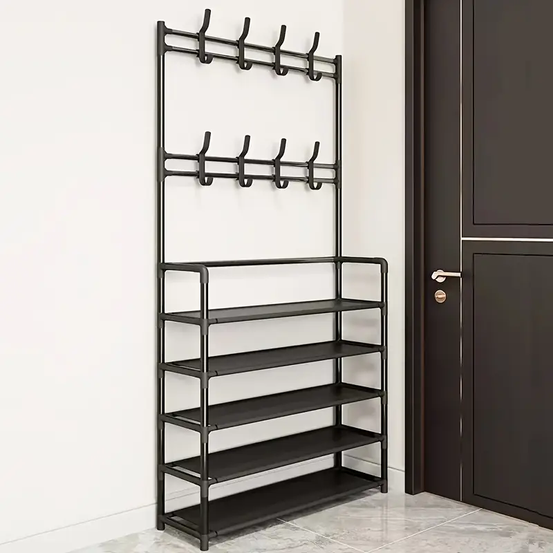 универсальная черно-белая обувная вешалка с пылезащитным чехлом и 8 крючками, детали для прихожей, гостиной, спальни, хранения, 2