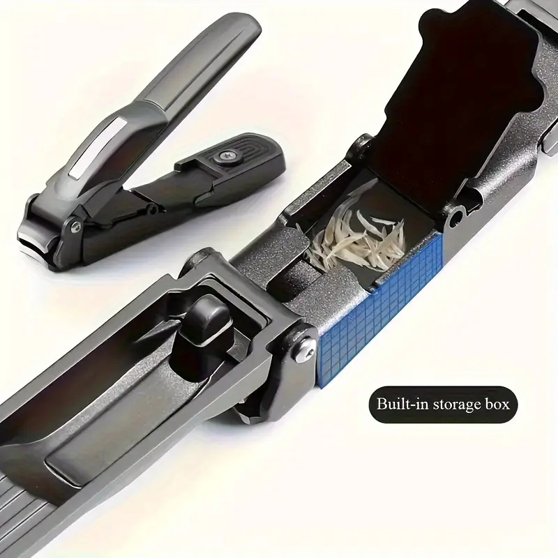 creative auto nail clippers stainless steel anti splash nail storage bin manicure tool alloy electroplating portable and durable details 5