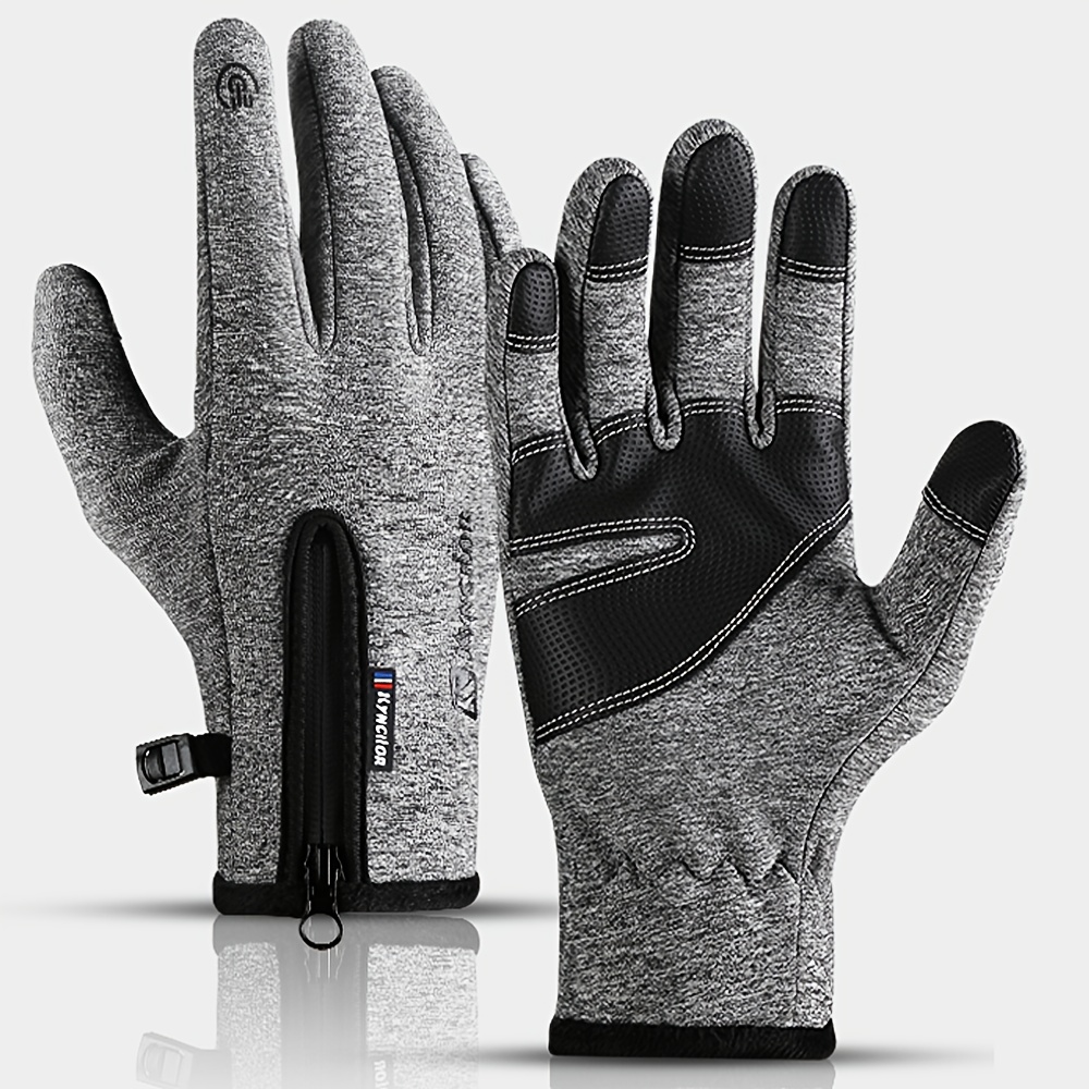 Kyncilor Plush-Lined Thickened Winter Ski Gloves, Touchscreen-Compatible