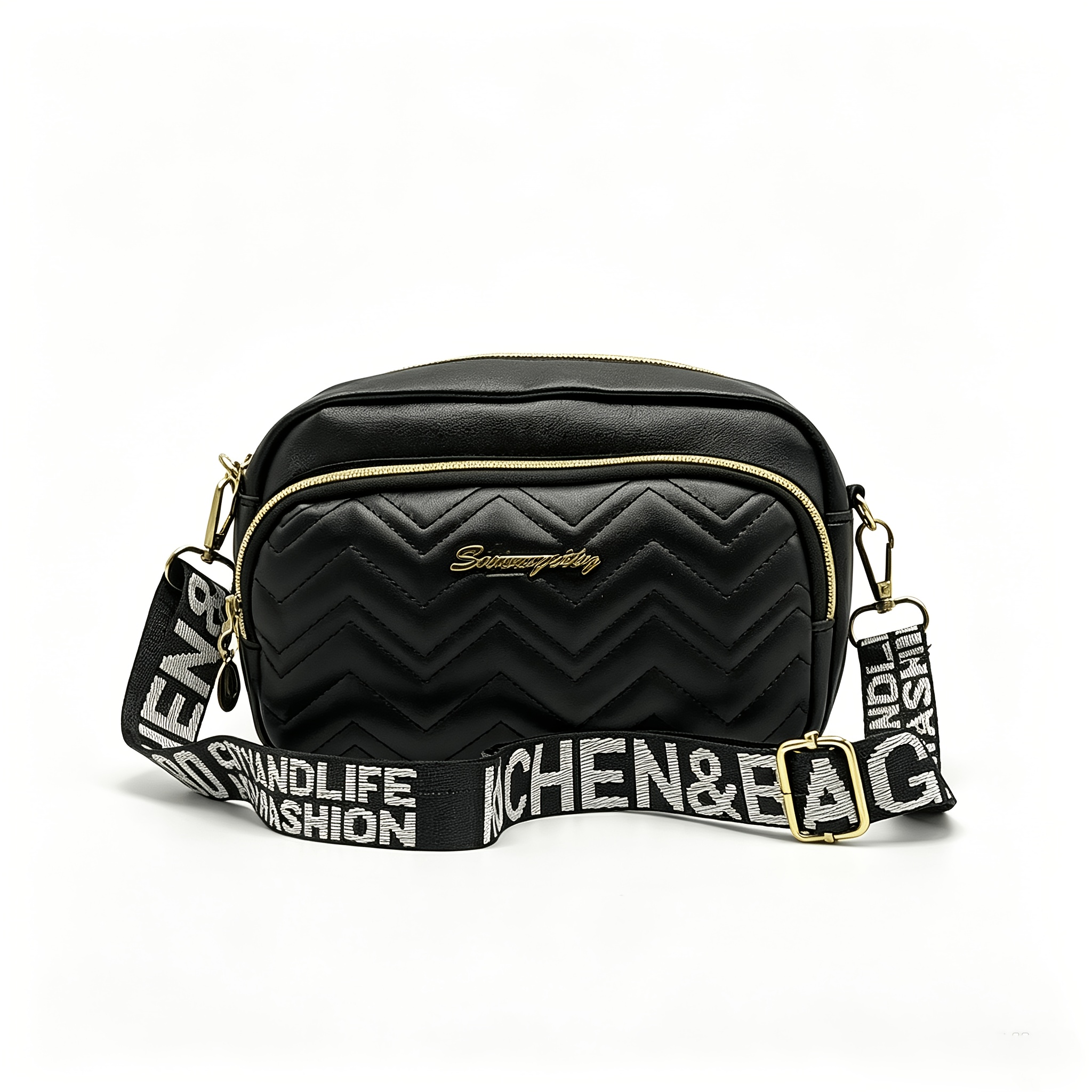 TEMU Women' Shoulder Bag 2026 Autumn Winter New Rhombus Shoulder Bag Korean Style Crossbody Bag Letter Wide Band Phone Camera Bag